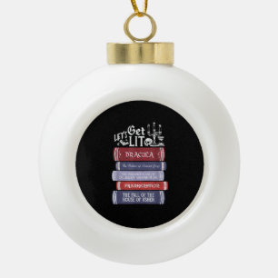 Let's Get Lit - Vintager Horror Book Lover Bookwor Keramik Kugel-Ornament