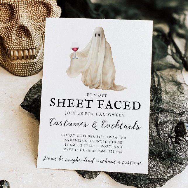 Let's Get Sheet Faced Halloween Invitation Einladung (Von Creator hochgeladen)
