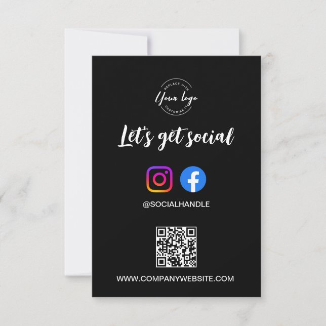 Let's Get Social Media website Custom logo QR code Einladung (Vorderseite)