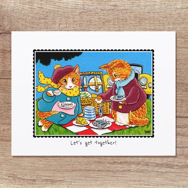 'Let's get together' Kitty Cat Custom Postkarte (Von Creator hochgeladen)