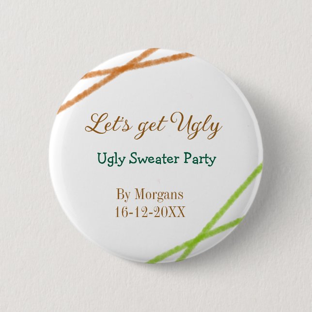 Let's get ugly Christmas ugly sweater Partyorange  Button (Vorderseite)