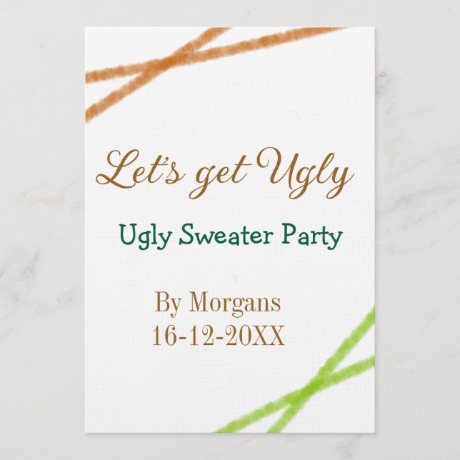 Let's get ugly Christmas ugly sweater Partyorange  Einladung (Vorderseite)