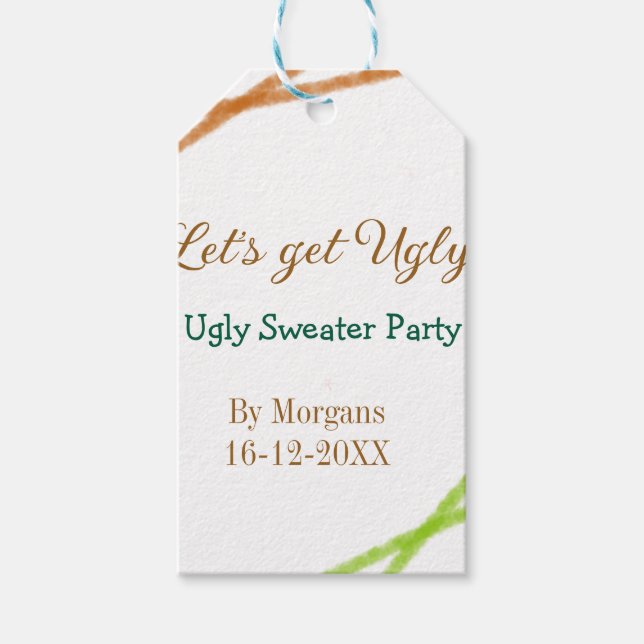 Let's get ugly Christmas ugly sweater Partyorange  Geschenkanhänger (Vorderseite)