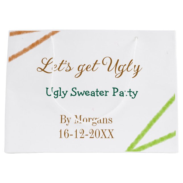 Let's get ugly Christmas ugly sweater Partyorange  Große Geschenktüte (Vorderseite)