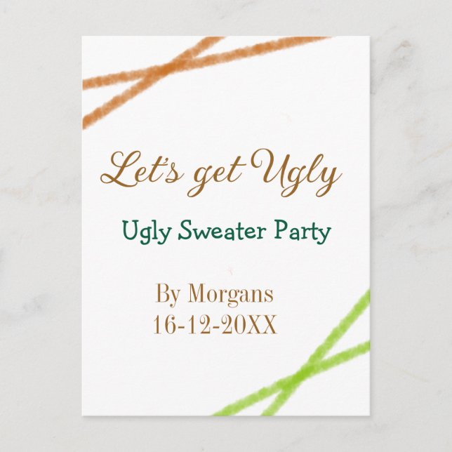 Let's get ugly Christmas ugly sweater Partyorange  Postkarte (Vorderseite)