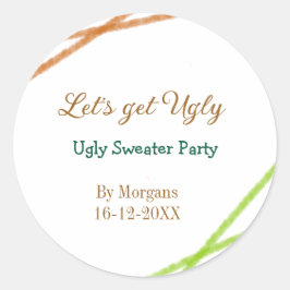 Let's get ugly Christmas ugly sweater Partyorange Runder Aufkleber