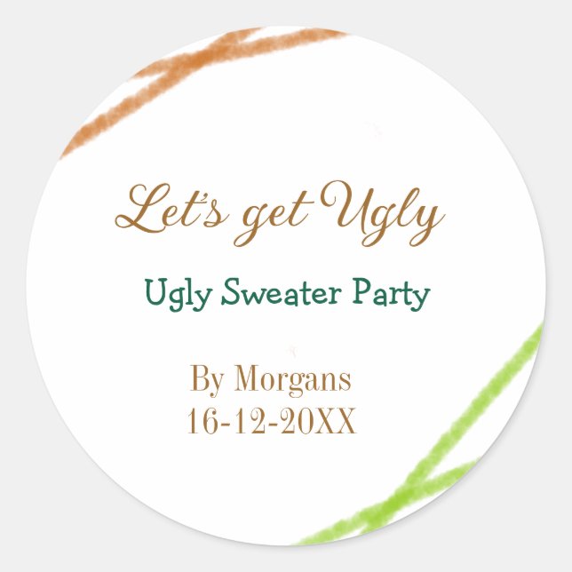 Let's get ugly Christmas ugly sweater Partyorange  Runder Aufkleber (Vorderseite)