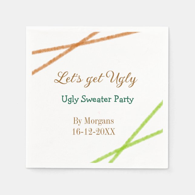Let's get ugly Christmas ugly sweater Partyorange  Serviette (Vorderseite)