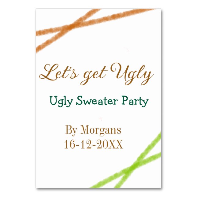 Let's get ugly Christmas ugly sweater Partyorange  Tischnummer (Vorderseite)
