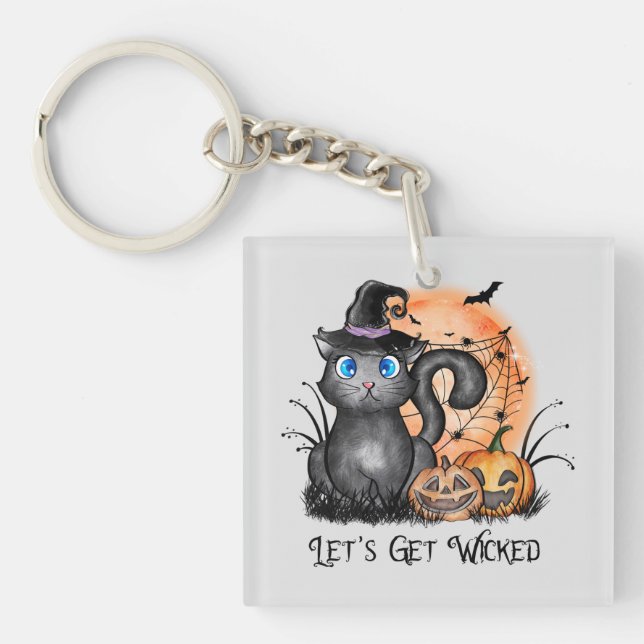 Let's Get Wicked | Black Witch Cat Schlüsselanhänger (Vorderseite)