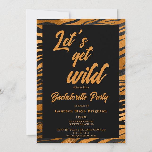 Lets get Wild Bachelorette Party Invitation Einladung (Vorderseite)