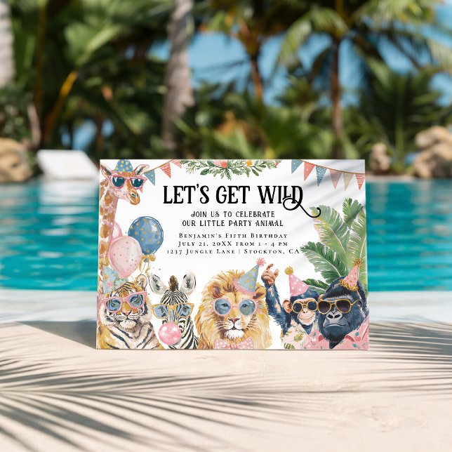 Let's Get Wild Jungle Animals Birthday Einladung (Von Creator hochgeladen)