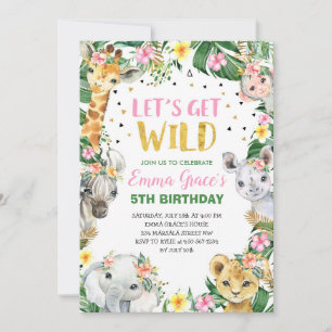 Let's Get Wild Safari Jungle Birthday Invitation Einladung