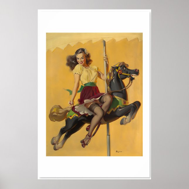 Let's Go Around Together Elvgren Carousel Horse Poster (Vorne)