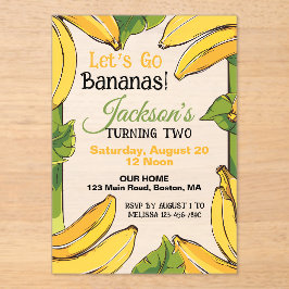 Let's Go Bananas Any Age Birthday Party Acryleinladungen