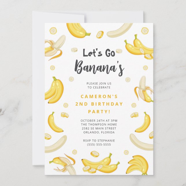 Let's Go Bananas Birthday Invitation Einladung (Vorderseite)