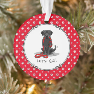 Let's Go! Black Lab Labrador Retriever Cute Ornament
