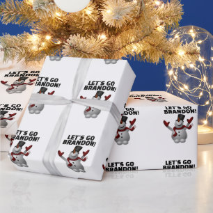 LET'S GO BRANDON CHRISTMAS SNOWMAN GESCHENKPAPIER