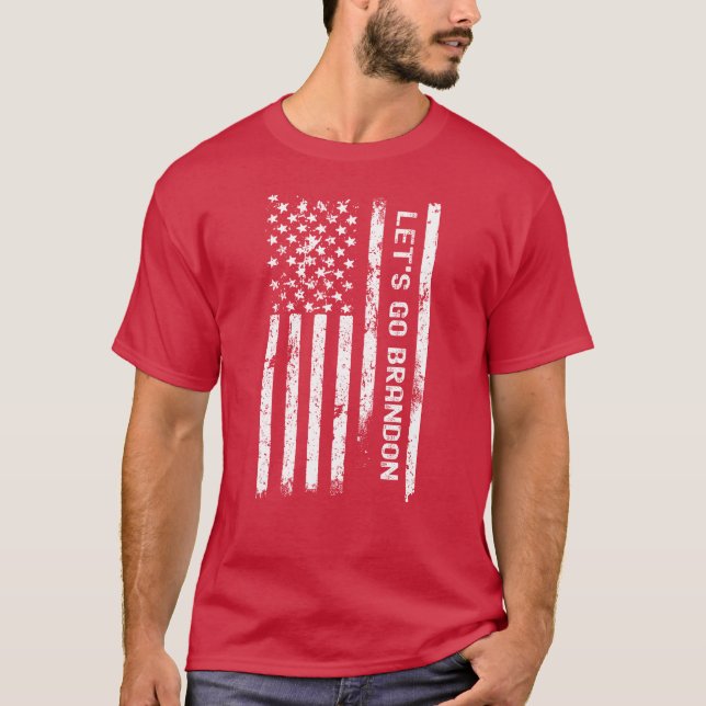 Lets Go Brandon - Distressed US Flag T-Shirt (Vorderseite)