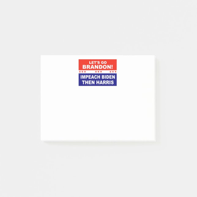 Let's go Brandon Impeach Biden Then Harris Post-it Klebezettel (Vorderseite)