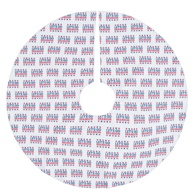 Let's Go Brandon Red White Blue America Stars Wrap Polyester Weihnachtsbaumdecke (Vorderseite)
