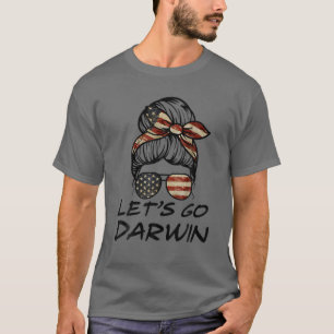 Let's Go Darwin Women Girl Lasse Go USA Flag Messy T-Shirt