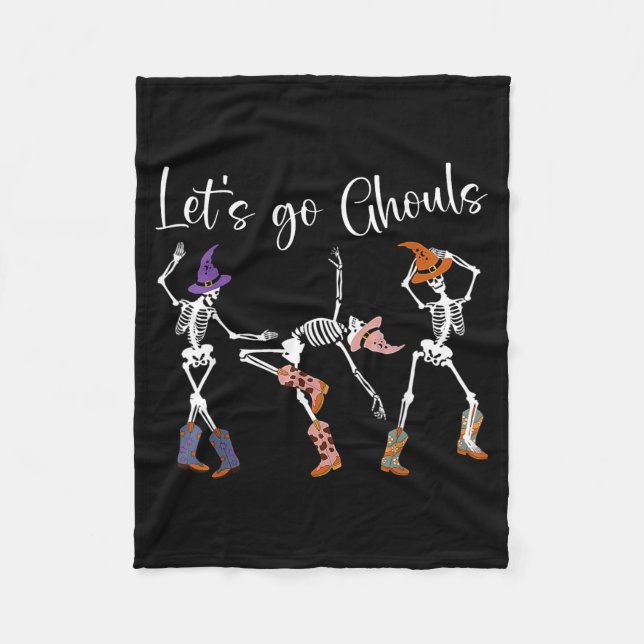Let's Go Ghouls Dancing Skeleton Cowboy Western Ha Fleecedecke (Vorderseite)