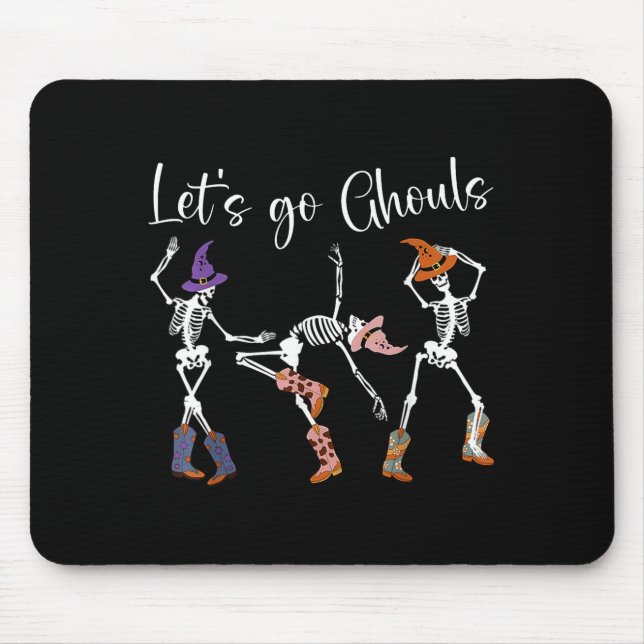 Let's Go Ghouls Dancing Skeleton Cowboy Western Ha Mousepad (Vorne)