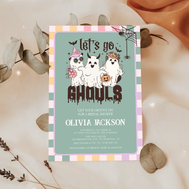 Let's Go Ghouls Groovy Halloween Bridal Shower Einladung (Von Creator hochgeladen)