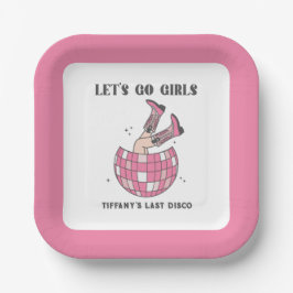 Let's Go Girls Disco Cowgirl Bachelorette Pappteller