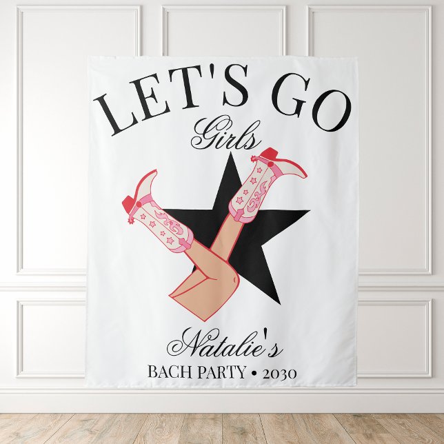 Let's Go Girls Personalisiert Cowgirl Bachelorette Wandteppich (Von Creator hochgeladen)