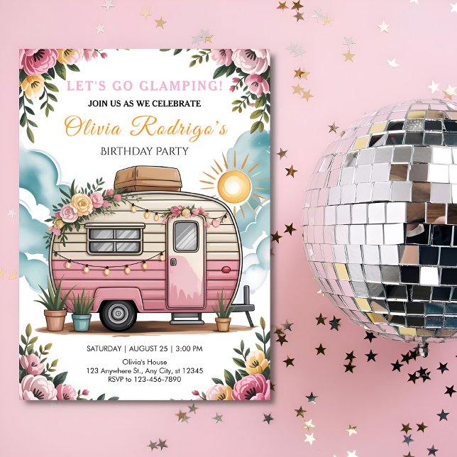 Let's Go Glamping Girl's Boho Camper Birthday Pa Einladung (Von Creator hochgeladen)