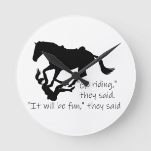 Let's Go Riding Horses Funny Quote Runde Wanduhr