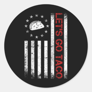 Let's Go Taco Lustiges Usa-Flagge-T-Shirt Für Männ Runder Aufkleber