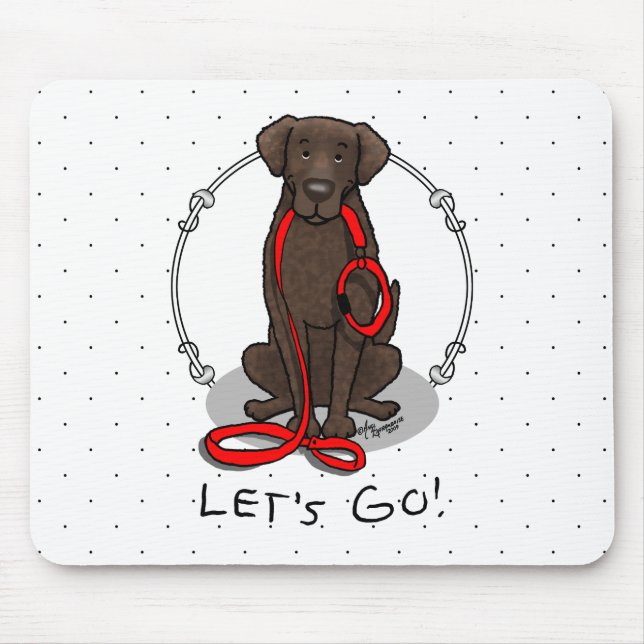 Let's Go! Walk Curly-Coated Retriever Dog (liver) Mousepad (Vorne)