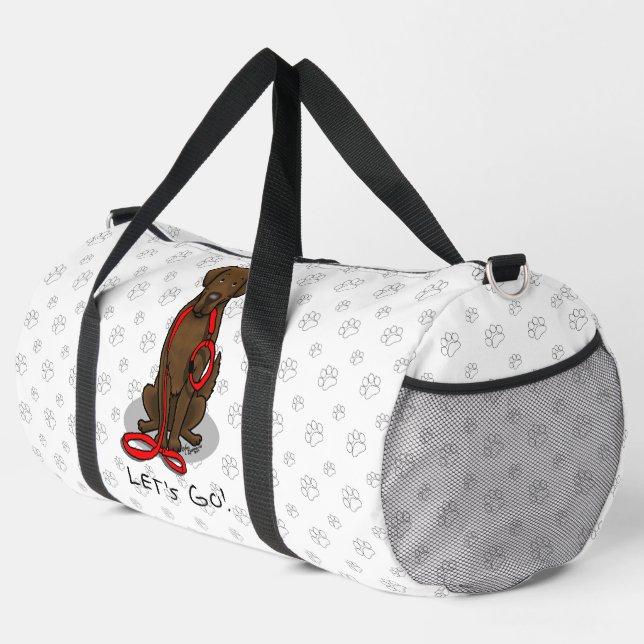 Let's Go! Walk Flat-Coated Retriever Dog (liver) Duffle Bag (Rechte Ecke)