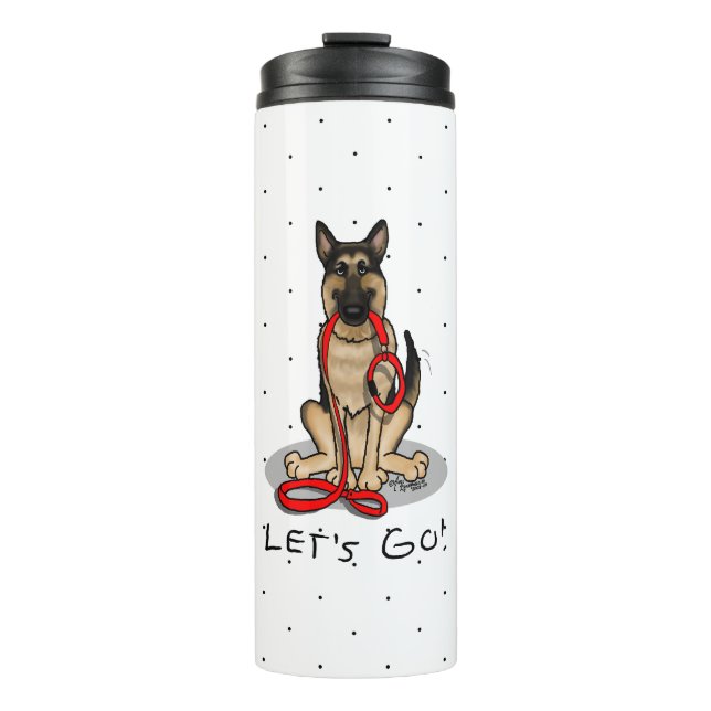 Let's Go! Walk German Shepherd Dog (black tan) Thermosbecher (Vorderseite)