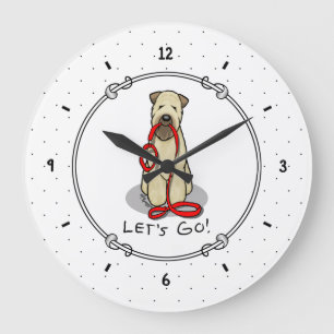 Let's Go! Walk Wheaten Terrier Dog (wheaten 1b2) Große Wanduhr