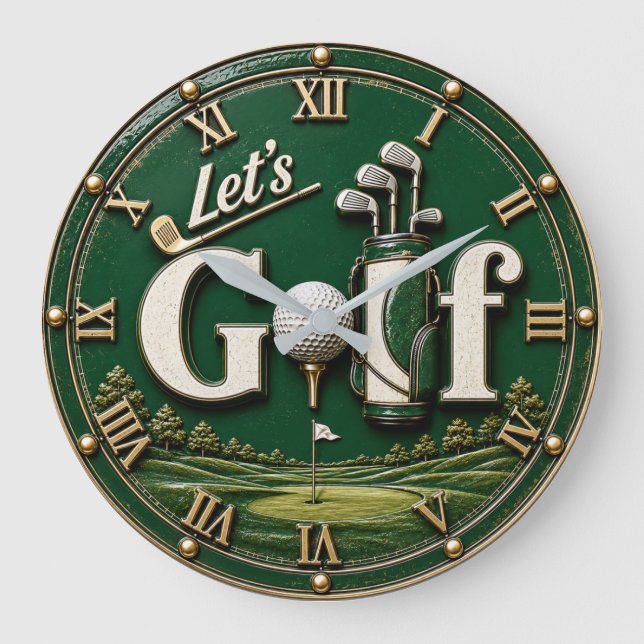 Let's Golf Vintage Golf Lover Gift Große Wanduhr (Vorderseite)