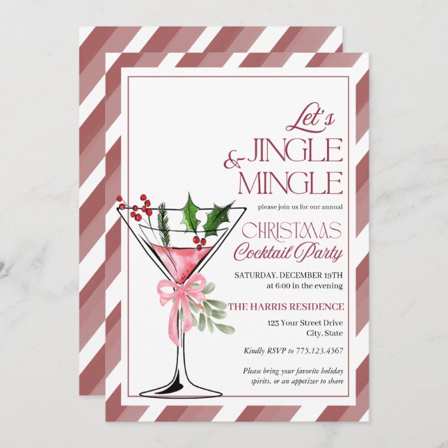 Let's Jingle and Mingle Holiday Party  Einladung (Vorne/Hinten)