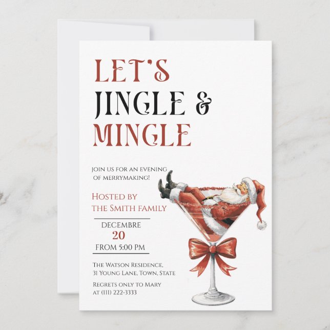 Let's Jingle and Mingle, Santa christmas Party Einladung (Vorderseite)