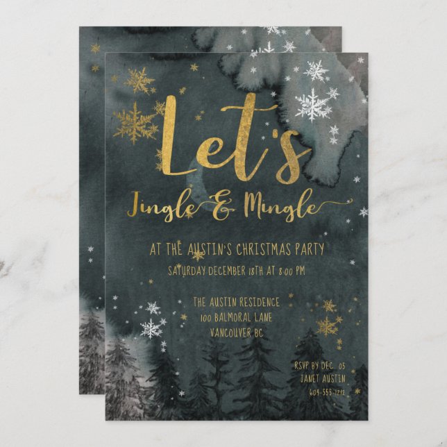 Let's Jingle & Mingle Holiday Party Einladung (Vorne/Hinten)