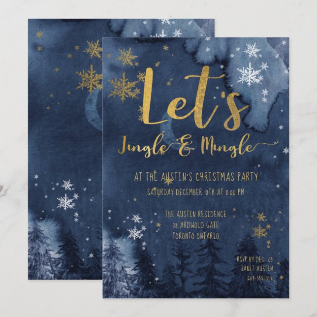 Let's Jingle & Mingle Holiday Party Einladung (Vorne/Hinten)