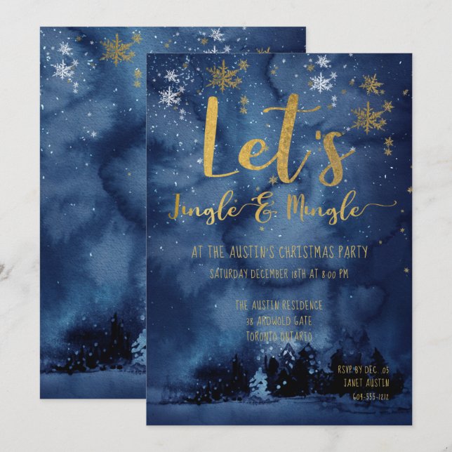 Let's Jingle & Mingle Holiday Party Einladung (Vorne/Hinten)