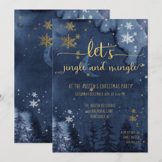Let's Jingle & Mingle Holiday Party Einladung (Vorne/Hinten)