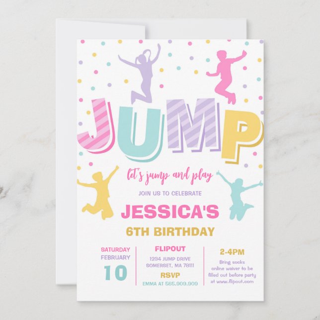 Let's Jump and Play Birthday Party Invitation Einladung (Vorderseite)