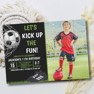 Let's Kick up the fun!, Funny Soccer Birthday Einladung