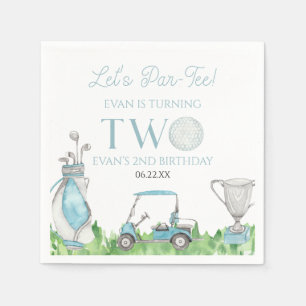 Let's Par-T-Shirt Blue Golf 2. Geburtstag Party Serviette
