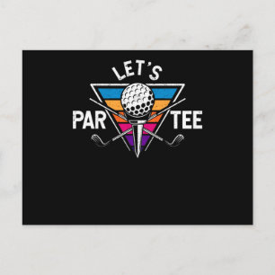 Let's Par T-Shirt Golf Ball T-Shirt Button Funny G Postkarte