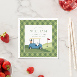 Let's Par T-Shirt Golf Raute Muster ersten Geburts Serviette